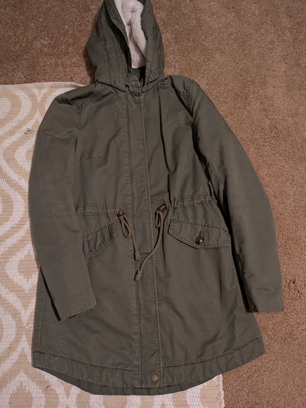 H&M XS Olive Green Hooded Anorak Jacket